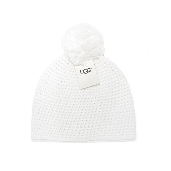 UGG White Ivory Pompom Beanie Knit Hat NWT - Picture 5 of 11
